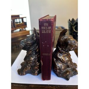 Antique Cast Iron or Bronze Scottie Dog Bookends c 1900-1920